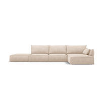 ECKSOFA rechts Kaelle aus Chenille-Stoff beige 5 Sitzplätze - Beige, Textil (171/364cm) - Micadoni