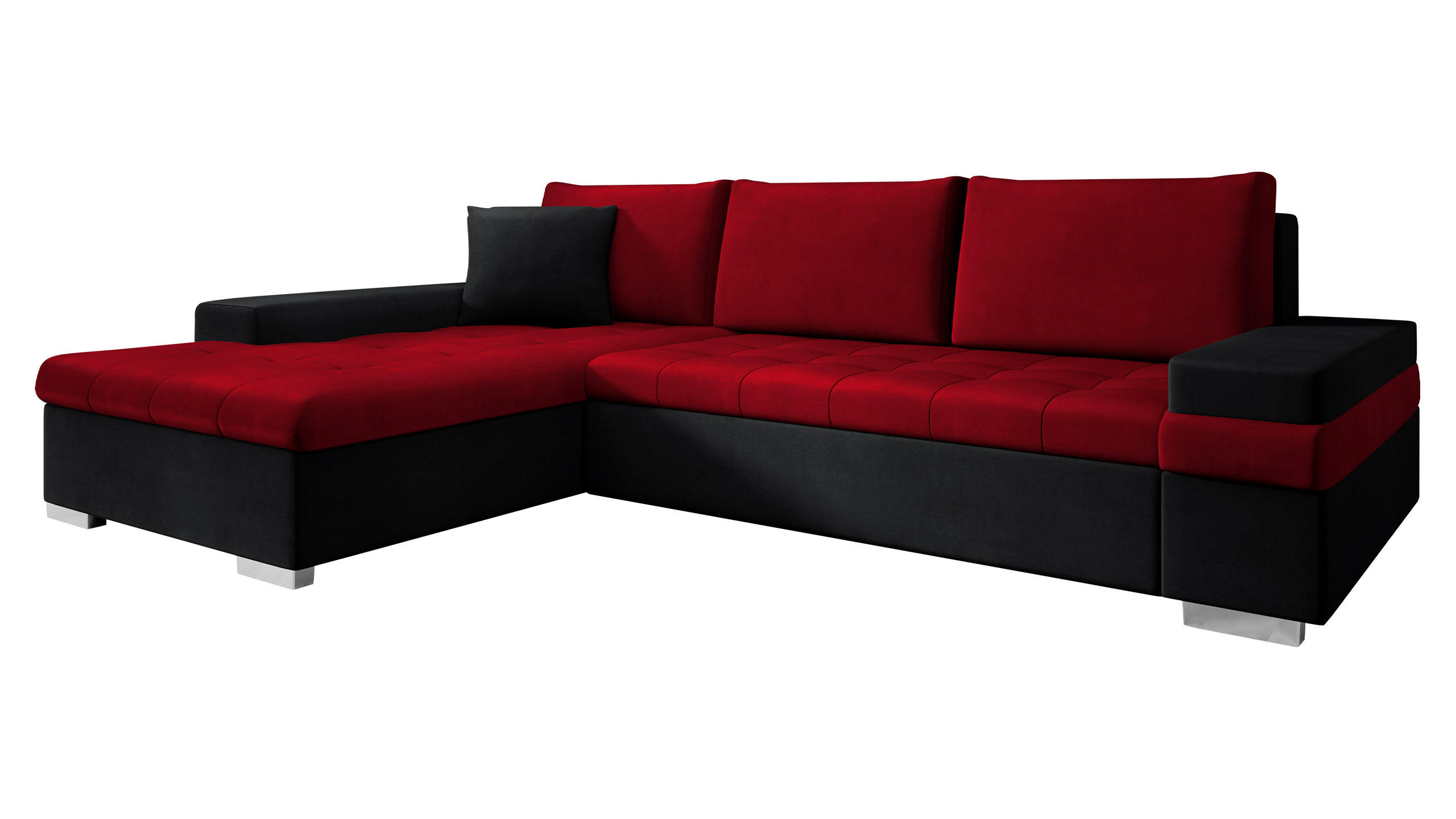 ECKSOFA Bangkok Mini Premium - Silberfarben/Rot, Holz/Textil (274/182cm) - MIRJAN24