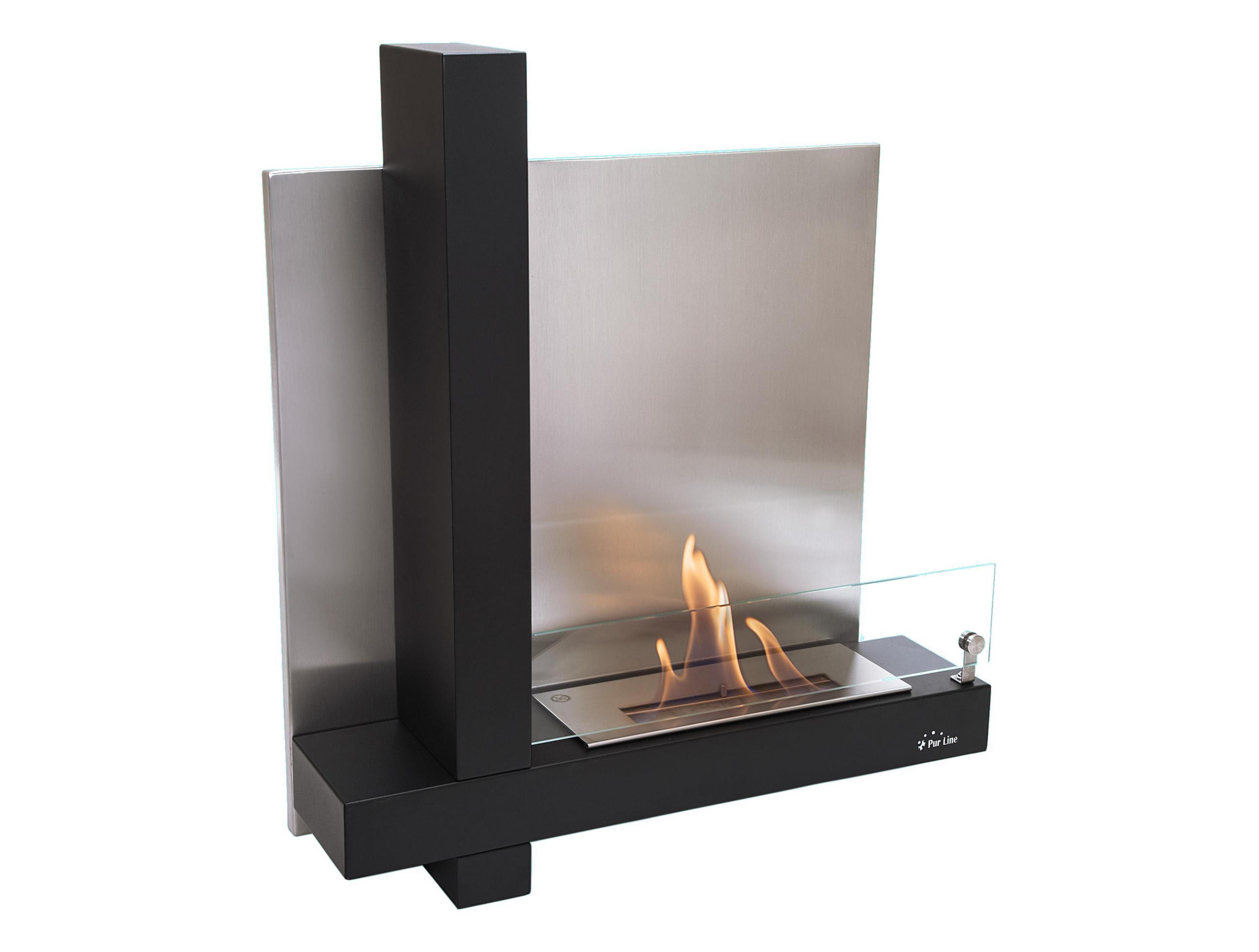 BIOETHANOL-KAMIN Schwarz Wandmodell inklusive 1.2 L Brennblock - Schwarz, Metall (74/65/19cm) - Purline