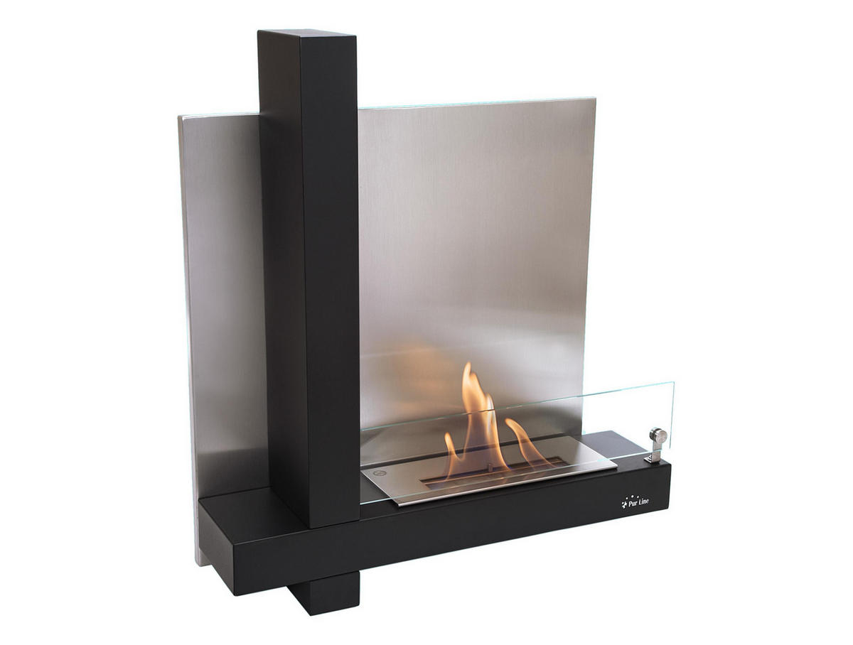 BIOETHANOL-KAMIN Schwarz Wandmodell inklusive 1.2 L Brennblock - Schwarz, Metall (74/65/19cm) - Purline