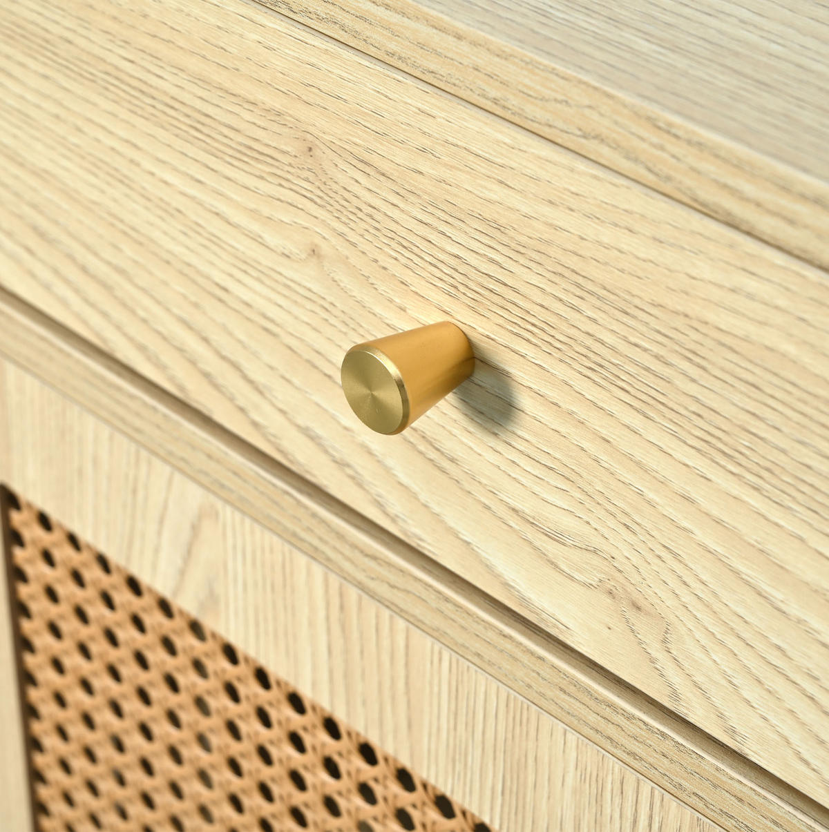 KOMMODE aus MDF 120x40x78cm in Eiche mit 3 Schubladen & 3 Schiebetüren - Eichefarben, Holzwerkstoff (120/78/40cm) - Modfu