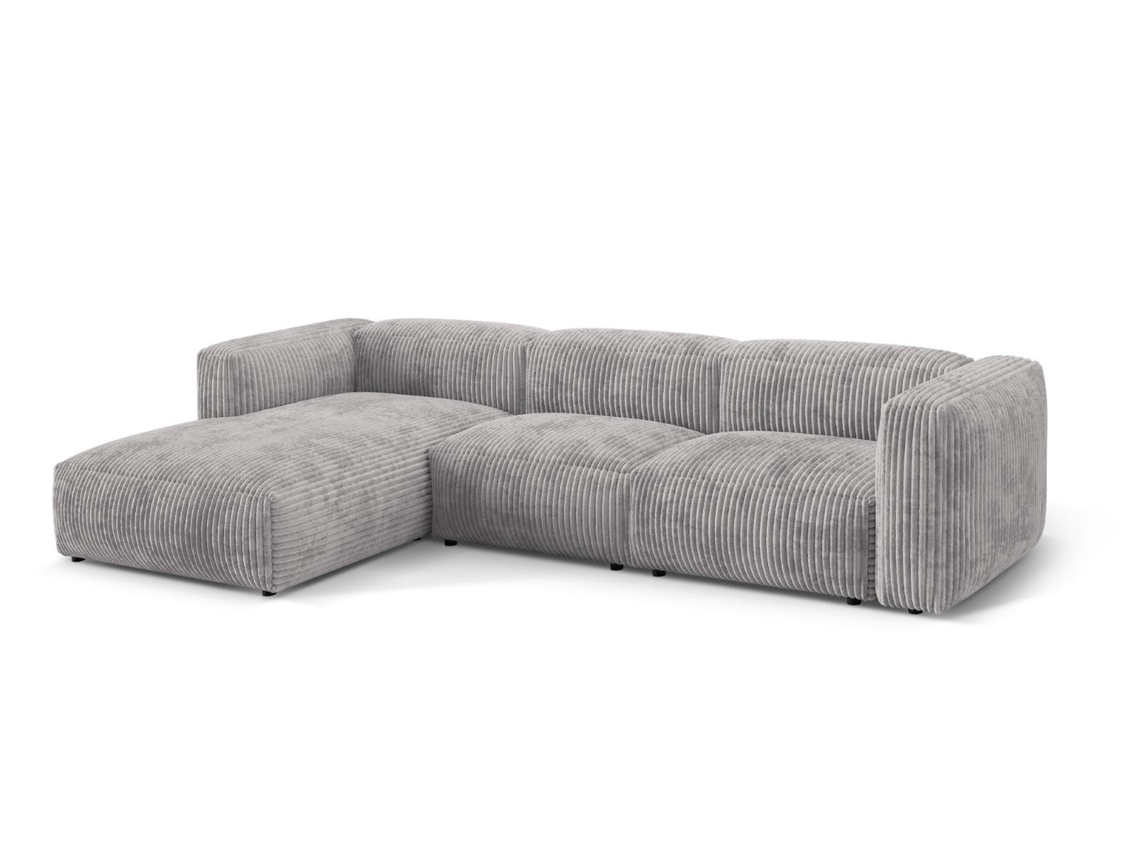 ECKSOFA modular links Martina aus Cord hellgrau 3 Sitzplätze - Hellgrau, Textil (176/332cm) - Micadoni