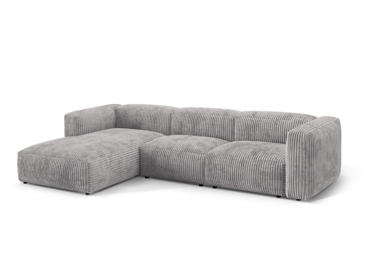 ECKSOFA modular links Martina aus Cord hellgrau 3 Sitzplätze - Hellgrau, Textil (176/332cm) - Micadoni