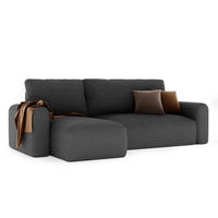 ECKSOFA mit Schlaffunktion und Bettkasten, Schwarz - Schwarz, Holzwerkstoff/Textil (244/98cm) - Idohome