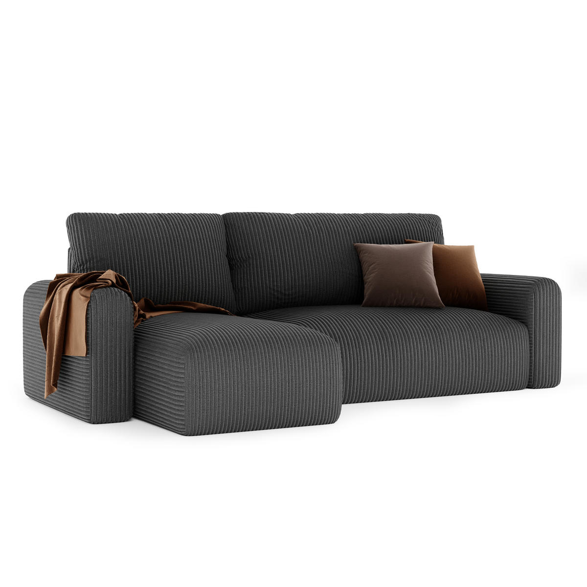 ECKSOFA mit Schlaffunktion und Bettkasten, Schwarz - Schwarz, Holzwerkstoff/Textil (244/98cm) - Idohome