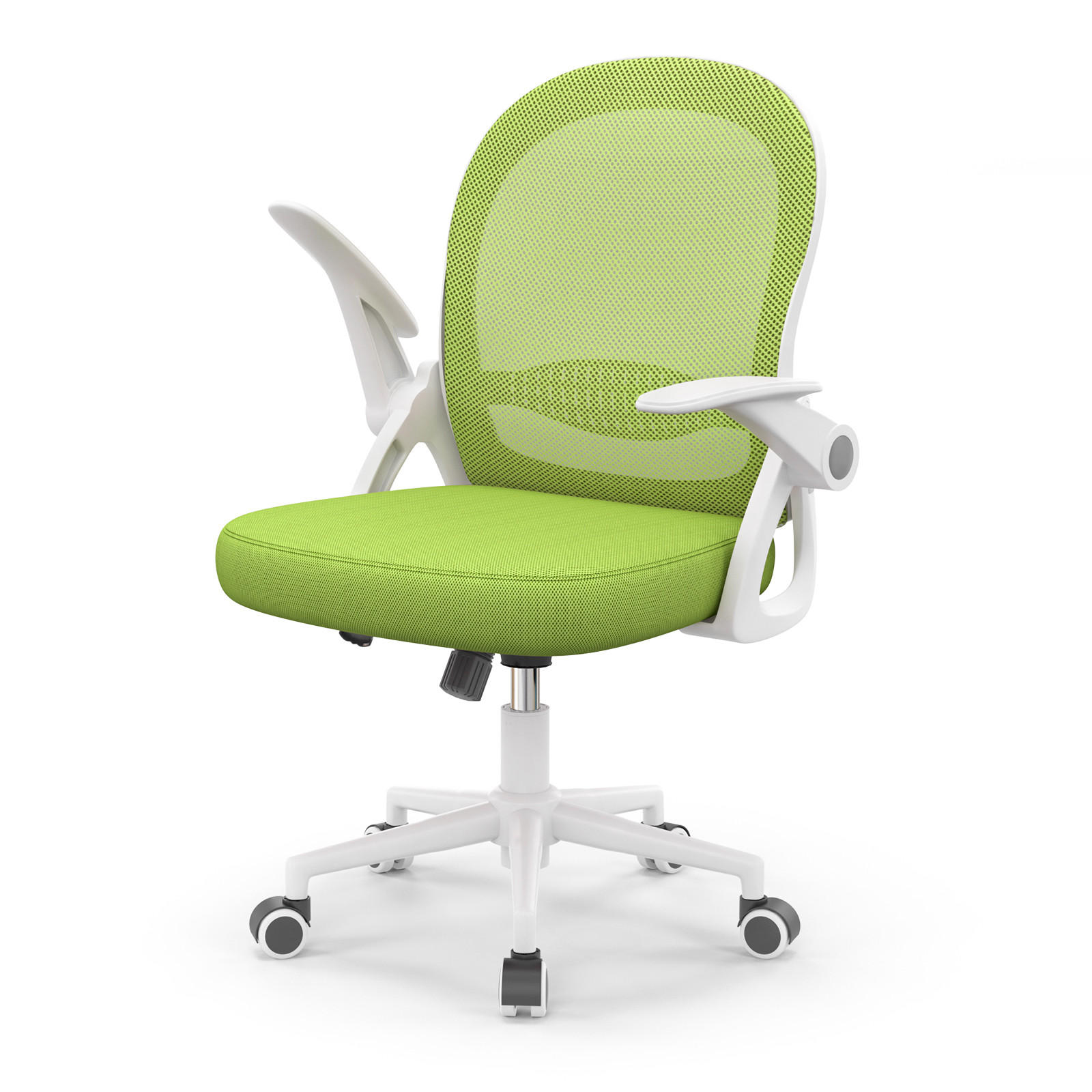 BÜROSTUHL ergonomisch, mittelhohe Rückenlehne, klappbare Armlehnen, Lendenstütze – Grün - Grün, Metall (56/98/56cm) - Rattantree