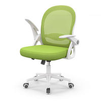 BÜROSTUHL ergonomisch, mittelhohe Rückenlehne, klappbare Armlehnen, Lendenstütze – Grün - Grün, Metall (56/98/56cm) - Rattantree