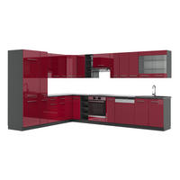 ECKKÜCHE Fame-Line Bordeaux Hochglanz/Anthrazit 347 x 257 cm ohne AP - Bordeaux/Anthrazit, Holzwerkstoff (347/81.6/46cm) - Vicco