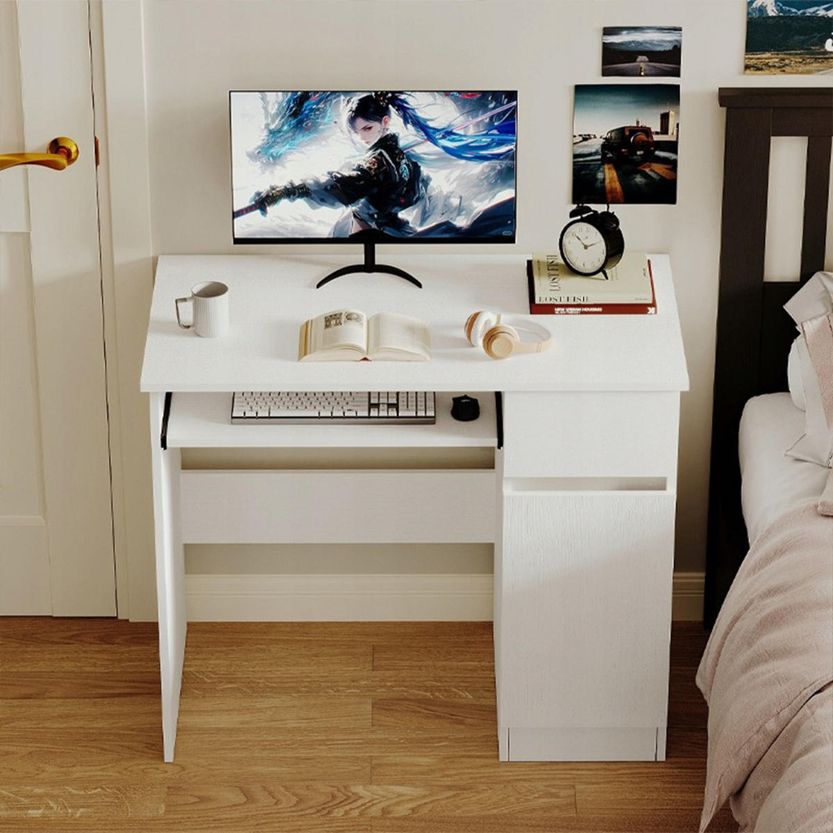 SCHREIBTISCH, weiß 90/50/75cm - Weiß, Holzwerkstoff (50/90/75cm)