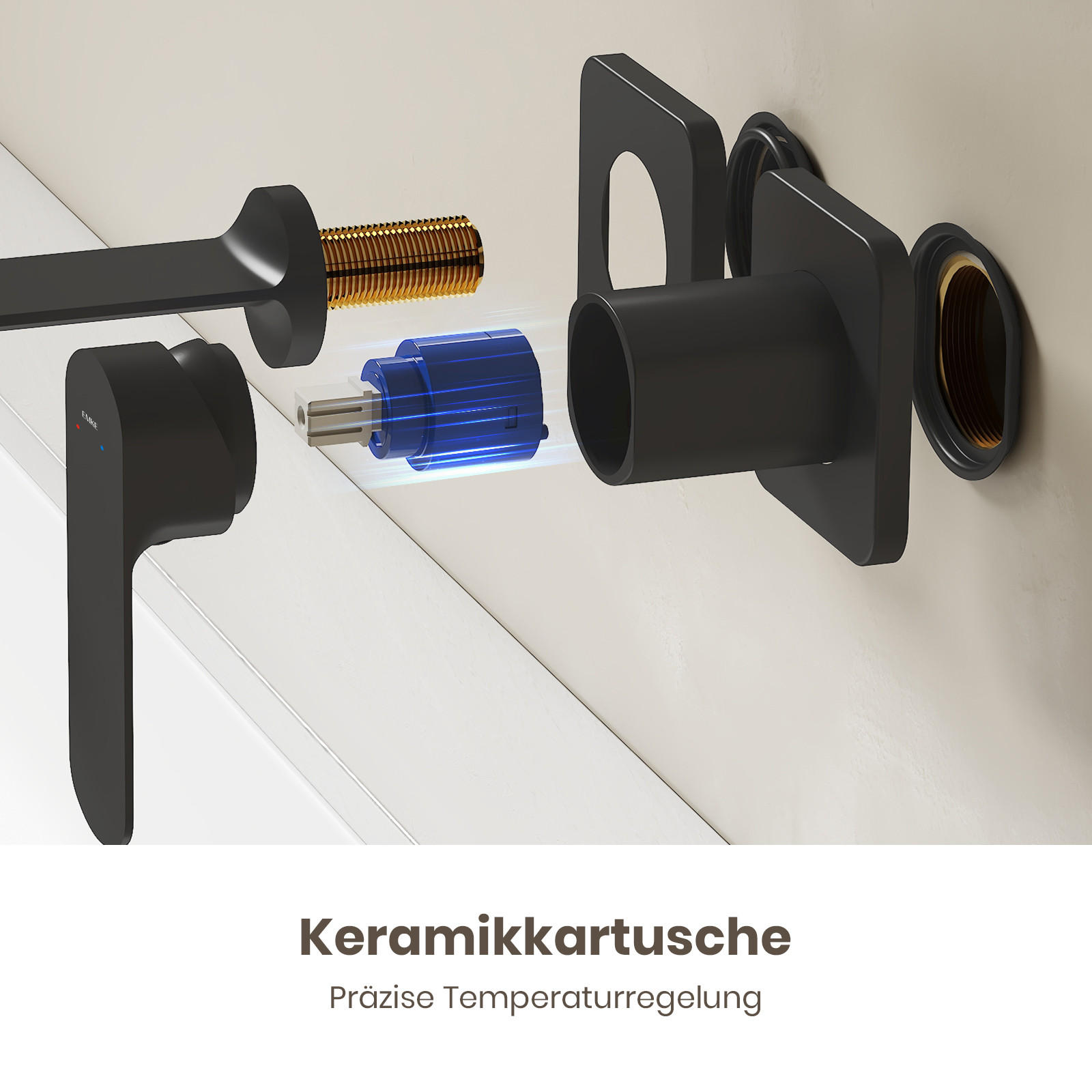 WASCHTISCHARMATUR Modular Ventilkernzertifizierung Messing Schwarz Matt - Schwarz, Metall (12.7/11/23.3cm) - EMKE