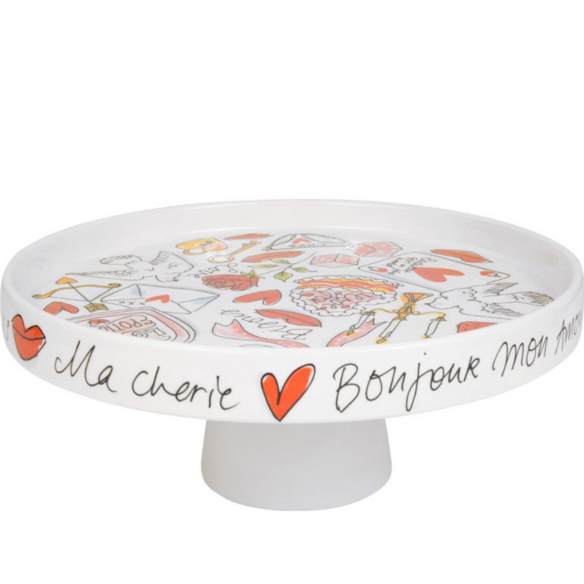 TORTENPLATTE Valentinstag L'amour in Bunt - 24cm - Multicolor, Keramik (24/10/24cm) - Blond Amsterdam