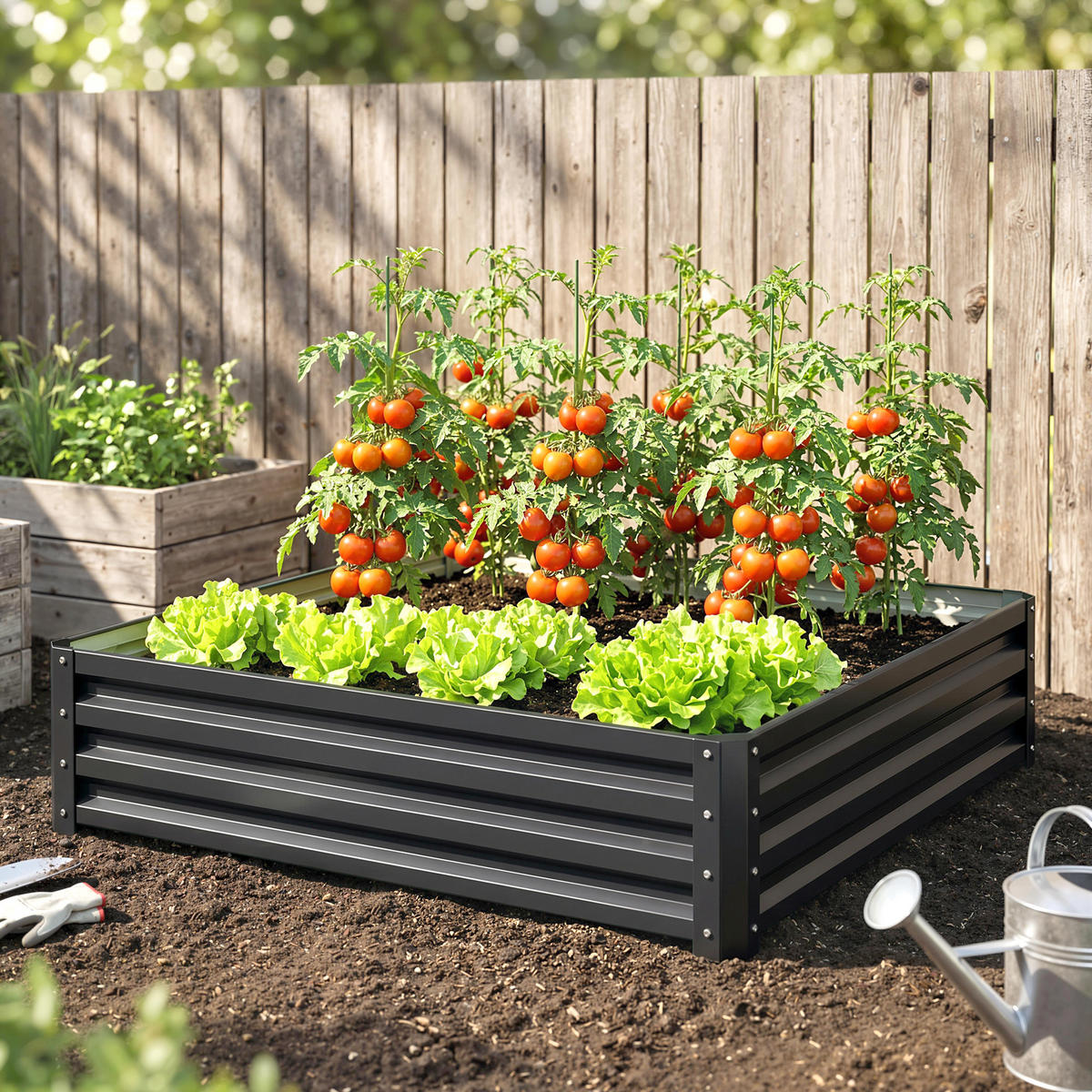HOCHBEET, Blumenkasten, Gemüsebeet, für Garten, Terrasse, Balkon, Stahl, Grau - Grau, Metall (120/30/120cm) - Outsunny