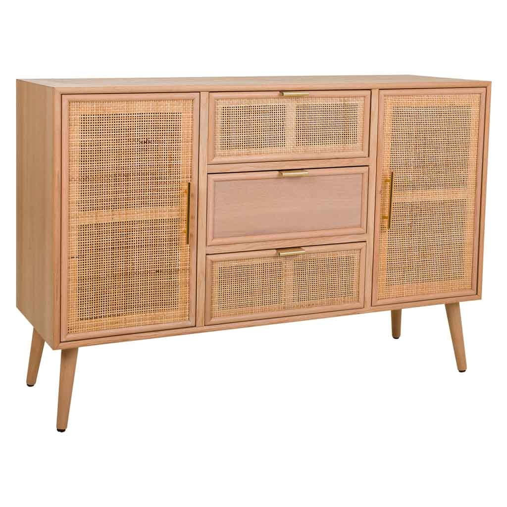 SIDEBOARD aus MDF und Gitter, Braun, 120x41x81 - Braun, Holz (120/40.5/81cm) - Wanderlust