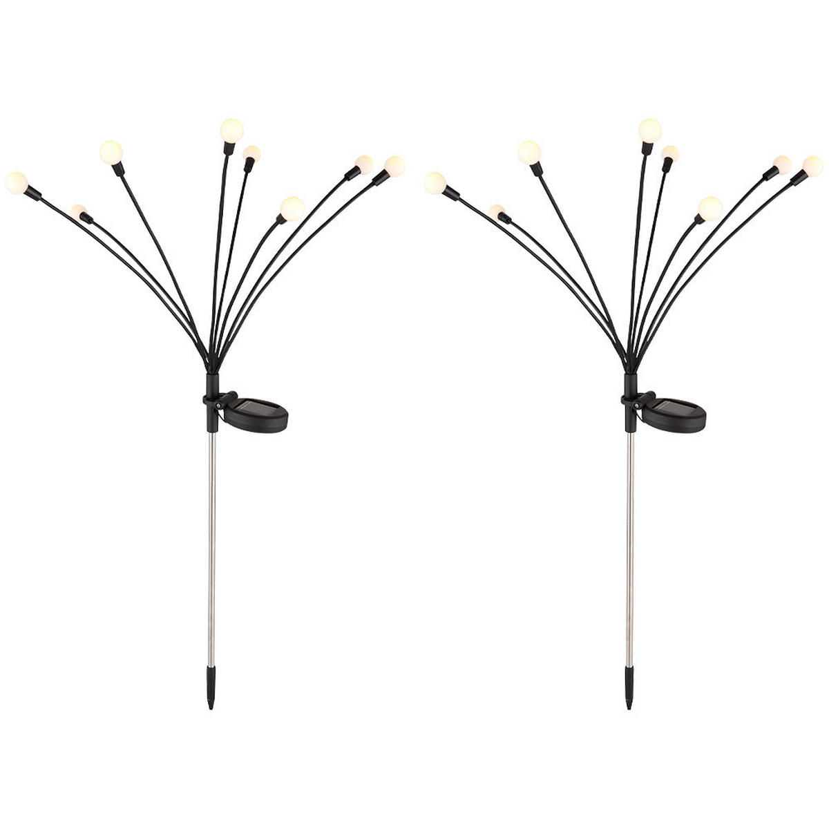 LED AUSSENLEUCHTE Edelstahl Schwarz 2er Set - Schwarz, Metall (20/12/70cm) - Globo Lighting