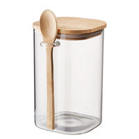 VORRATSGLAS Composition - Transparent, Glas/Holz (10/16/13cm) - Butlers