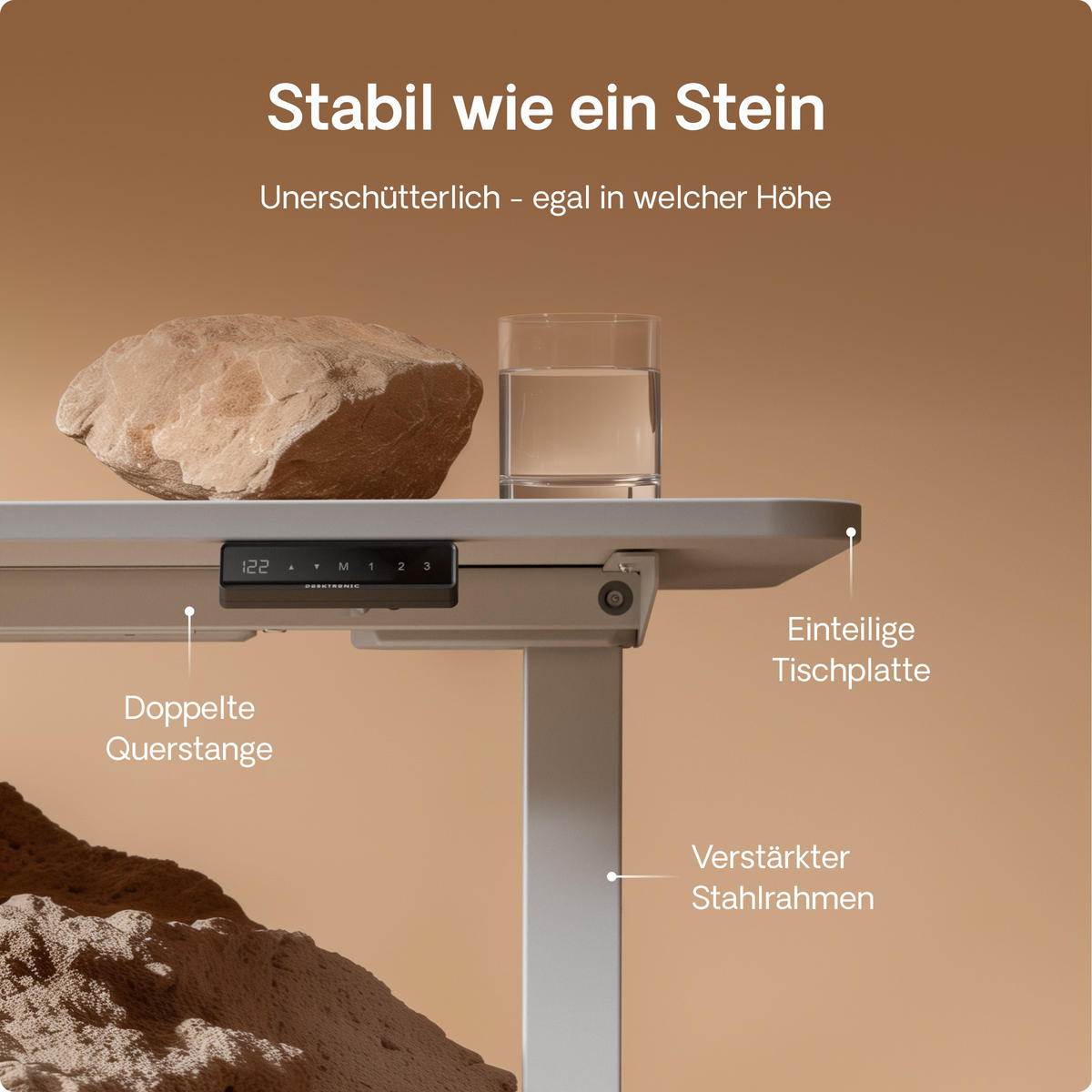 SCHREIBTISCH Elektrisch Höhenverstellbarer HomeOne 160x80cm Weiß/Weiß mit Memory-Funktion, Anti-Kollisions Technologie - Weiß, Holzwerkstoff (80/160/72cm) - Desktronic