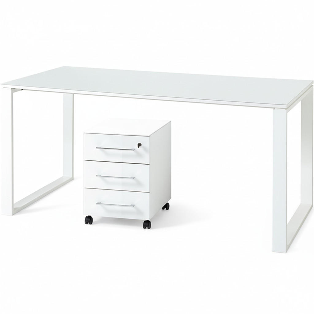 KADIMA DESIGN SCHREIBTISCH-SET Weiß 160cm × 80cm × 75cm