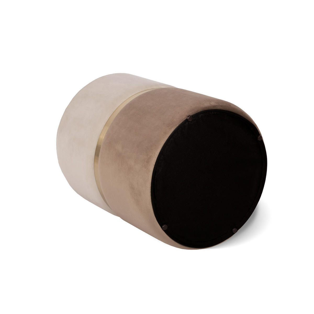 POUF Louise aus beigem Samt und goldenem Metall - Beige, Holzwerkstoff/Textil (35/44/35cm) - Sicaan