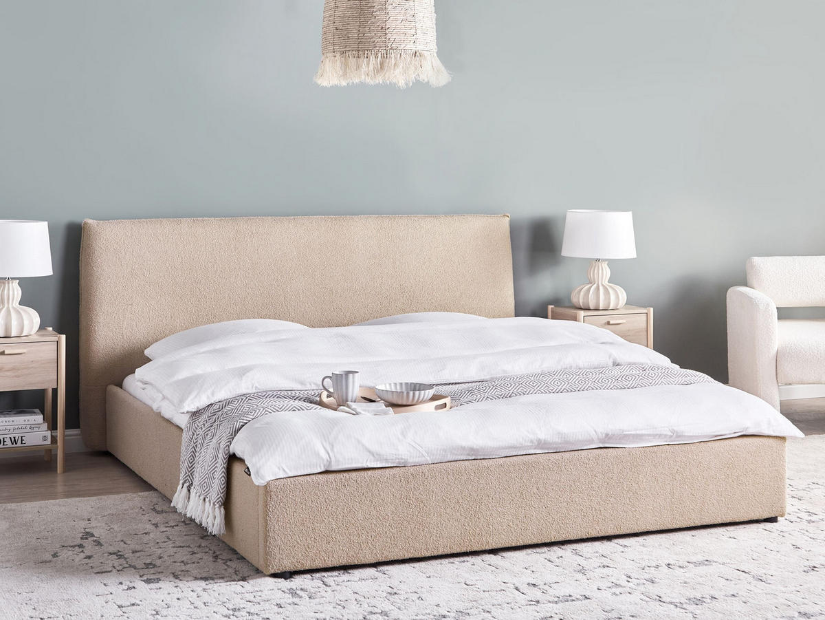 VODNA POSTELJA bouclé 180/200 cm sivo rjava Lavaur - rjava/sivorjava, tekstil (180/200cm) - Beliani