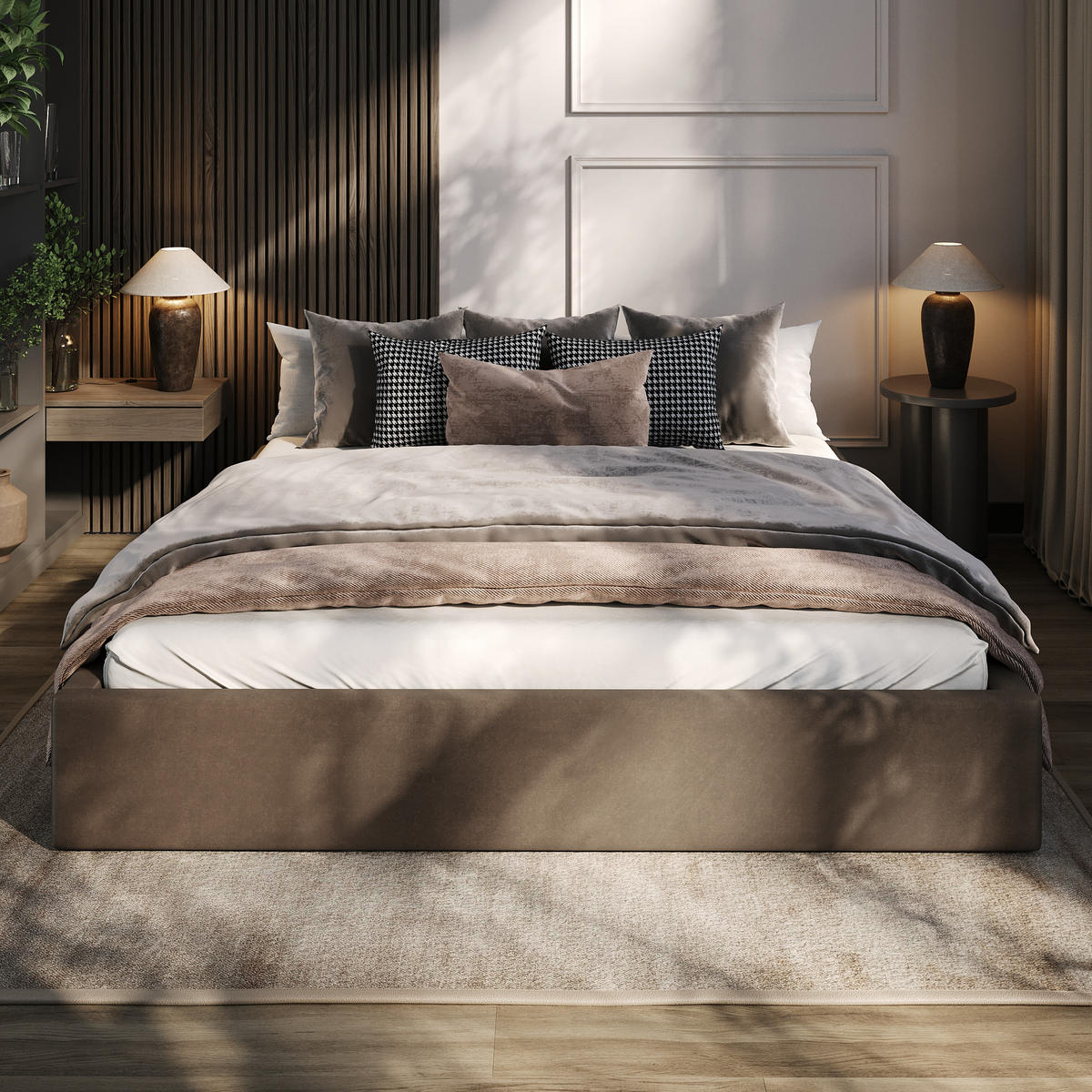 POLSTERBETT 180x200cm Bett mit Stauraum Lattenrost Braun - Braun, Holz/Holzwerkstoff (180/200cm) - Muralo