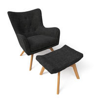 OHRENSESSEL Manhattan Relaxsessel mit Hocker | Modern & Design Grau - Dunkelgrau, Textil (67/50/87cm) - Supellex