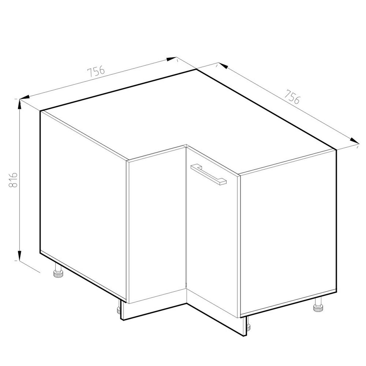 ECKUNTERSCHRANK R-Line Grau 75.6 cm, AP Eiche - Weiß/Braun, Holzwerkstoff (75.6/81.6/60cm) - Vicco