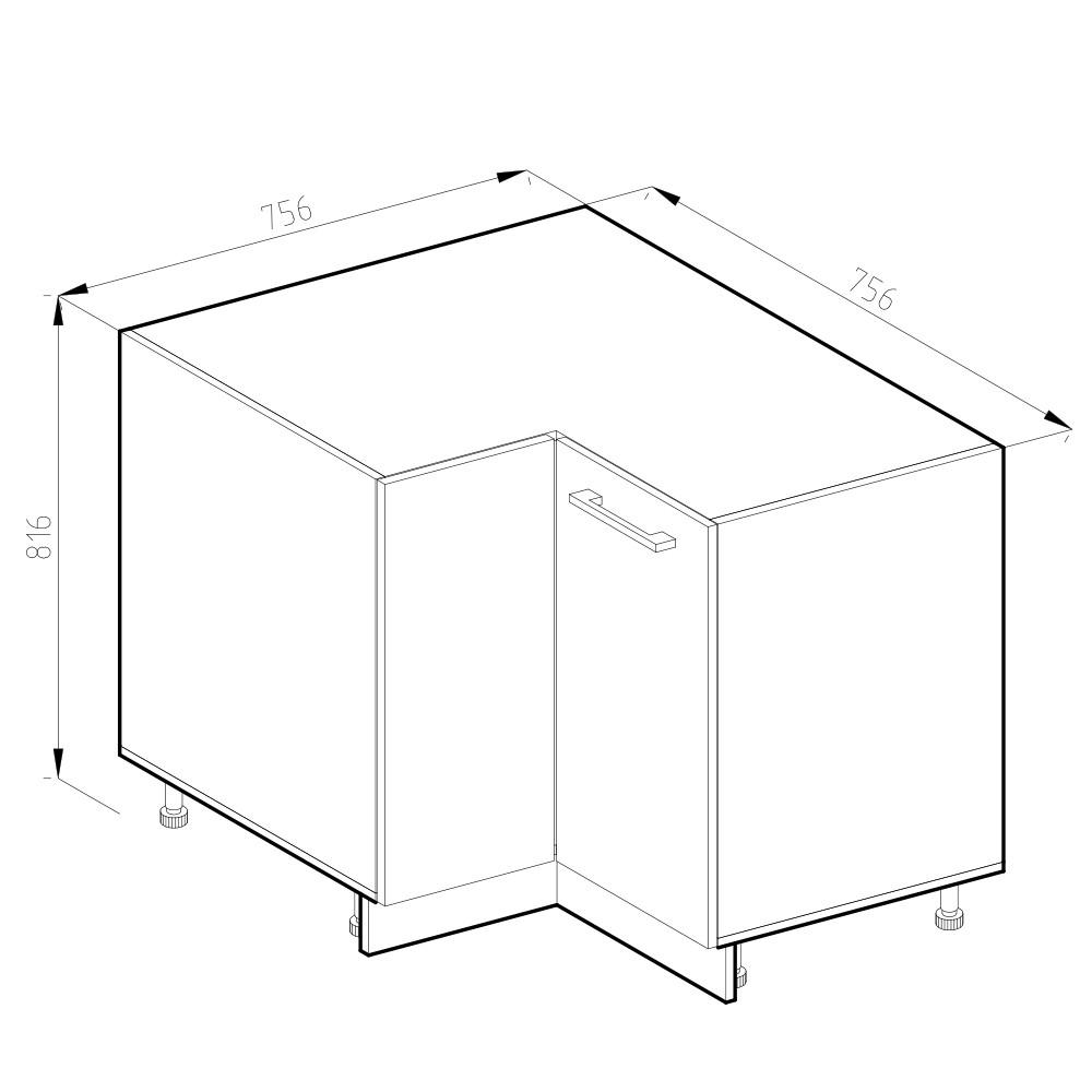 Thumbnail - Vicco Eckschrank, Weiß, Hellbraun, Holzwerkstoff, 2 Fächer, Formgebogen, 75.6x81.6x46 cm, Waschküche, Mehrzweckschränke