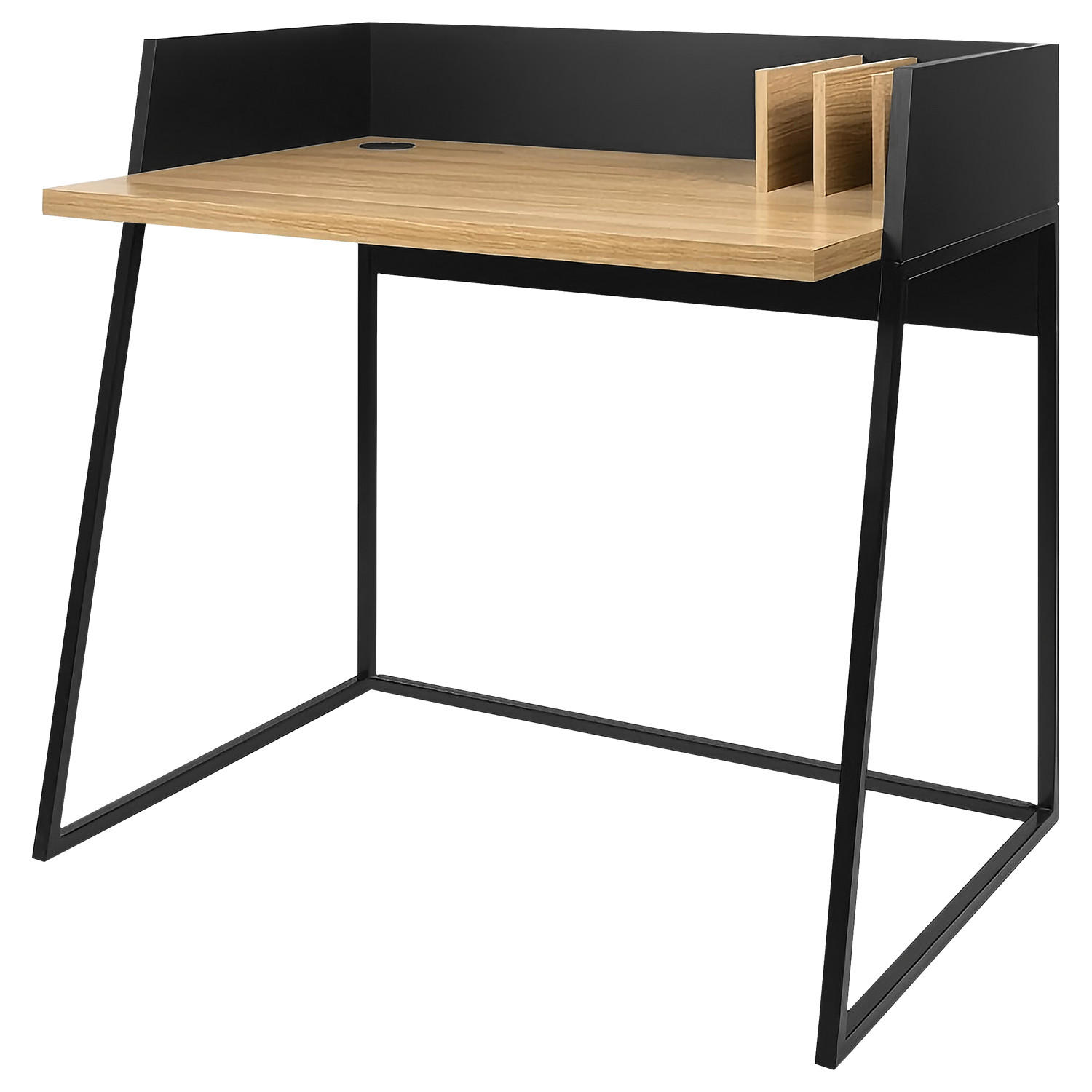 SCHREIBTISCH Charles Holz und Schwarz - Braun, Holzwerkstoff (119/61.6/89cm) - Happy Garden
