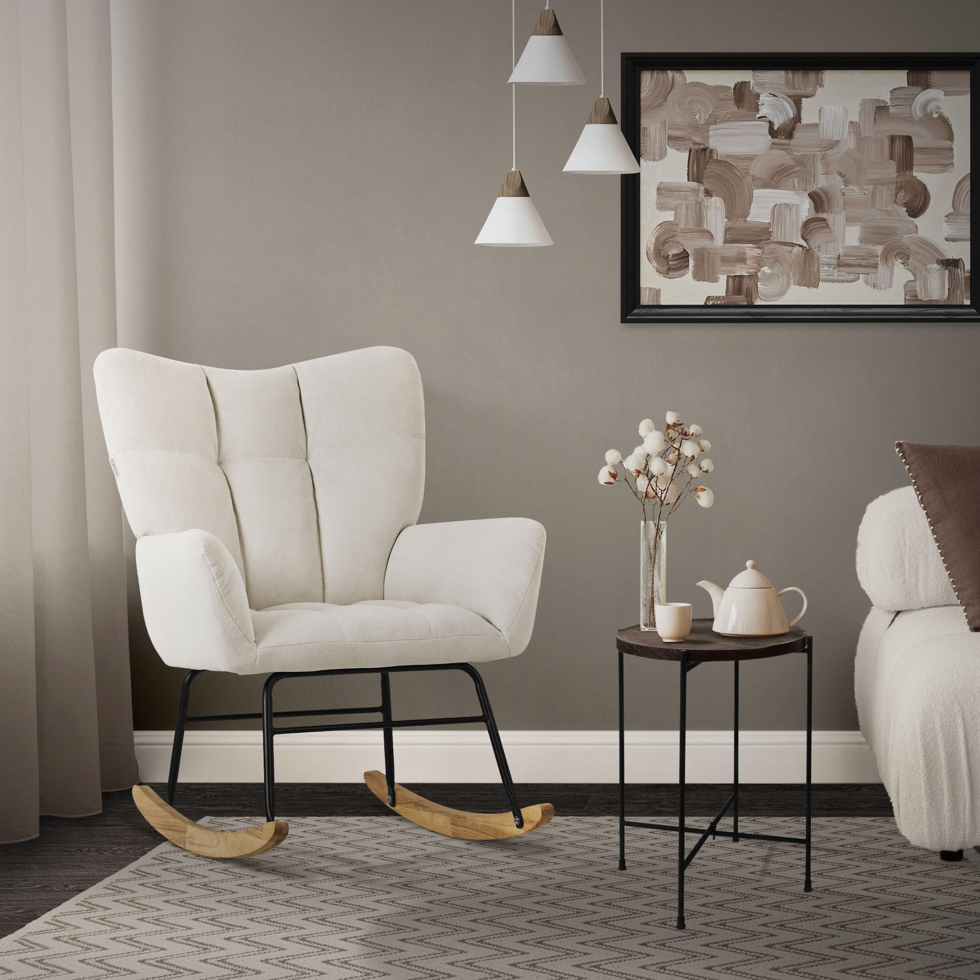 SCHAUKELSESSEL - Weiß, Metall (88/95/69cm) - ML-DESIGN