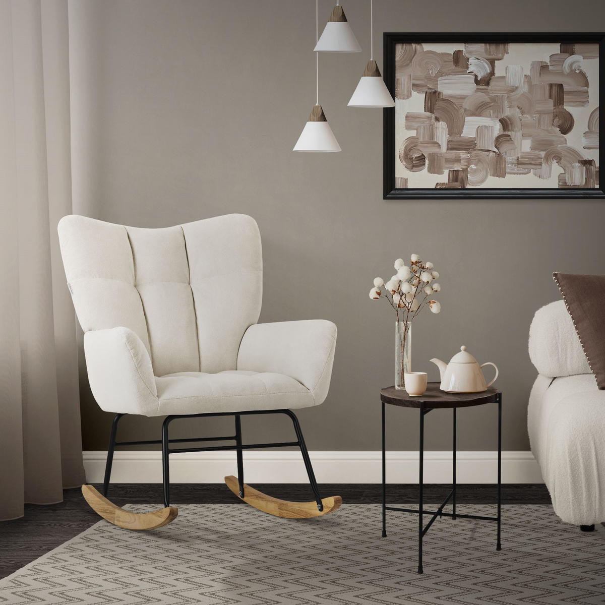 SCHAUKELSESSEL - Weiß, Metall (88/95/69cm) - ML-DESIGN