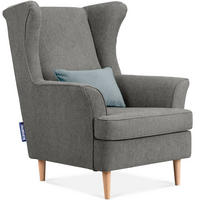 OHRENSESSEL STRALIS inklusive dekorativem Kissen, hellgrau - Hellgrau/Grau, Textil (82/108/80cm) - KONSIMO®