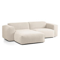 1,5-SITZER ECKSOFA mit Longchair - Beige/Schwarz, Kunststoff/Textil (260/173cm) - home24