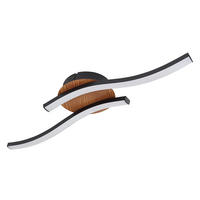 LED DECKENLEUCHTE Holzoptik Schwarz 2 flammig - Schwarz, Metall (51/13/7.5cm) - Globo Lighting