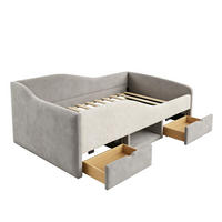POLSTERBETT 90/190 cm aus Samt mit Schutzgitter, Grau - Grau, Textil (90/190cm) - OKMYHOME