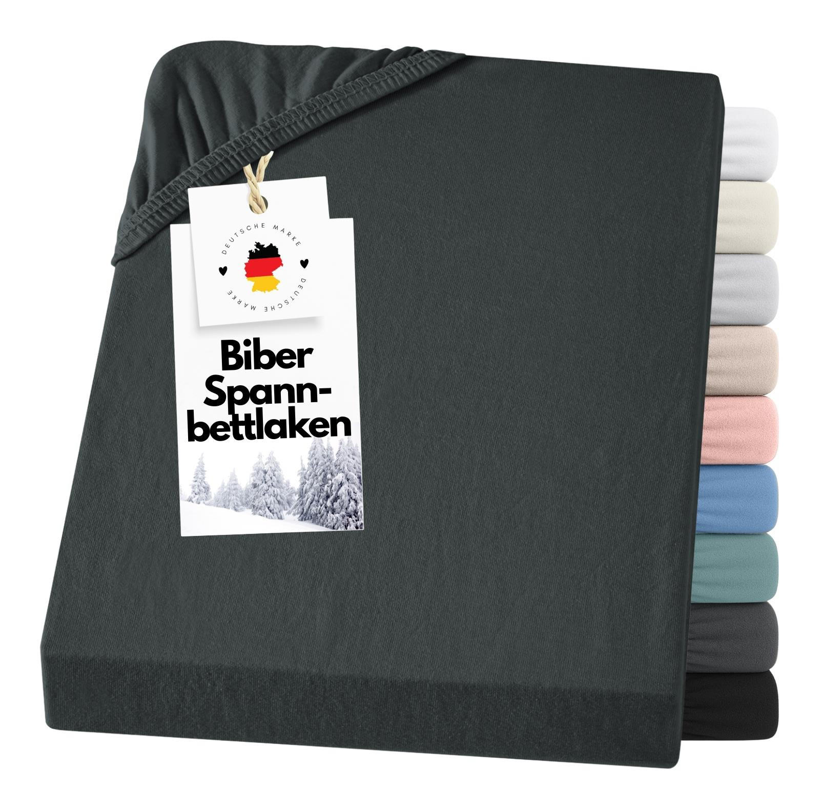 FLANELL-SPANNBETTLAKEN 90x200 Warme Winter Biber Bettlaken aus 100% Baumwolle, Spannbetttuch Laken Uni Anthrazit Grau - Made in Germany - Anthrazit, Textil (90/200cm) - Carpe Sonno