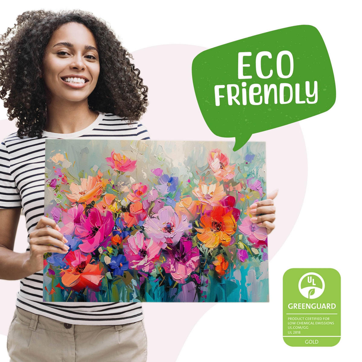 LEINWANDBILD Blumen Malarei Abstraktion 90x60 - Blau/Beige, Textil (90/60cm) - Muralo