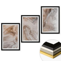 WANDBILDER 3er-Set - 40x60 cm Schwarzer Rahmen - Abstrakter Marmorstein - Schwarz, Kunststoff (40/60cm) - ArtPrintCave