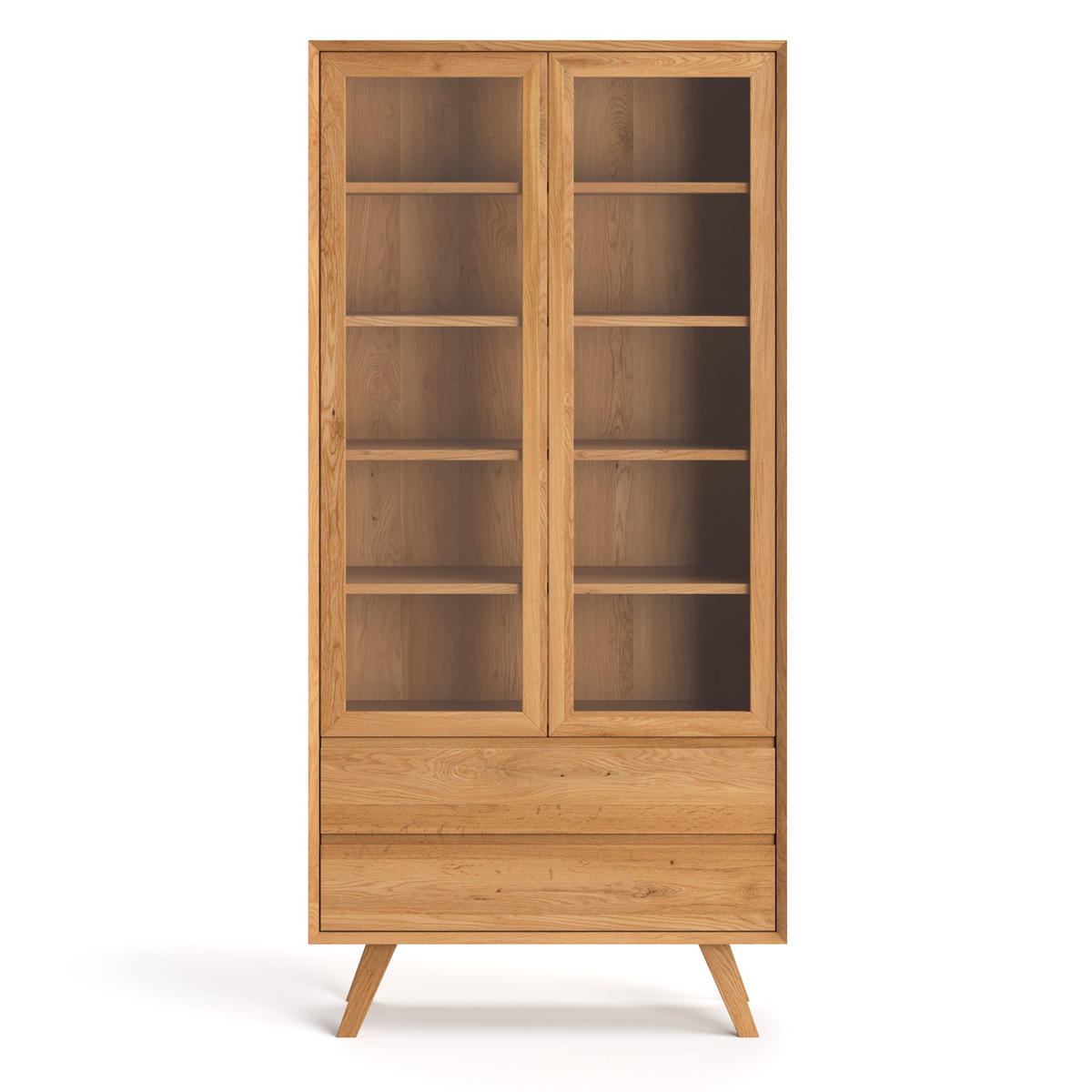 VITRINE Quatro aus massivem Eichenholz 120 cm - Eichefarben/Naturfarben, Holz (120/205/45cm) - Danzz