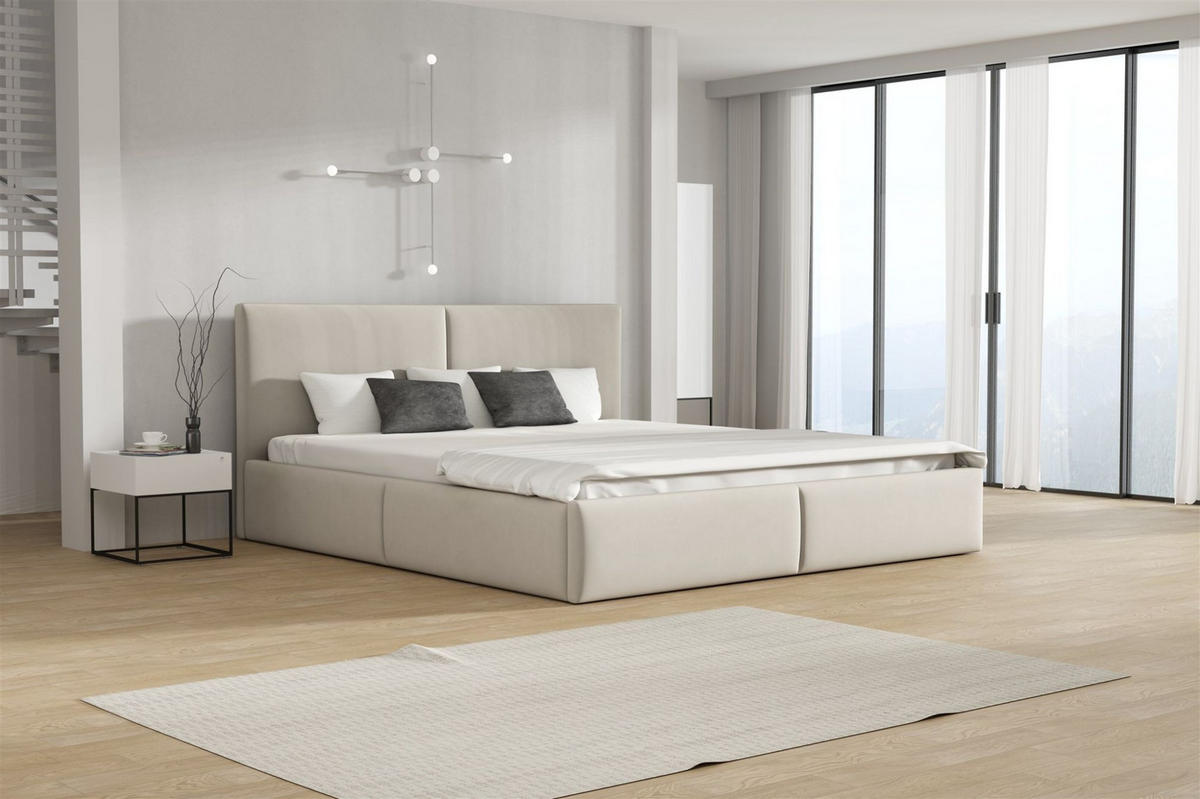 POLSTERBETT Bergen Magic Velvet - Beige, Holzwerkstoff/Textil (180/200cm) - Fun Möbel