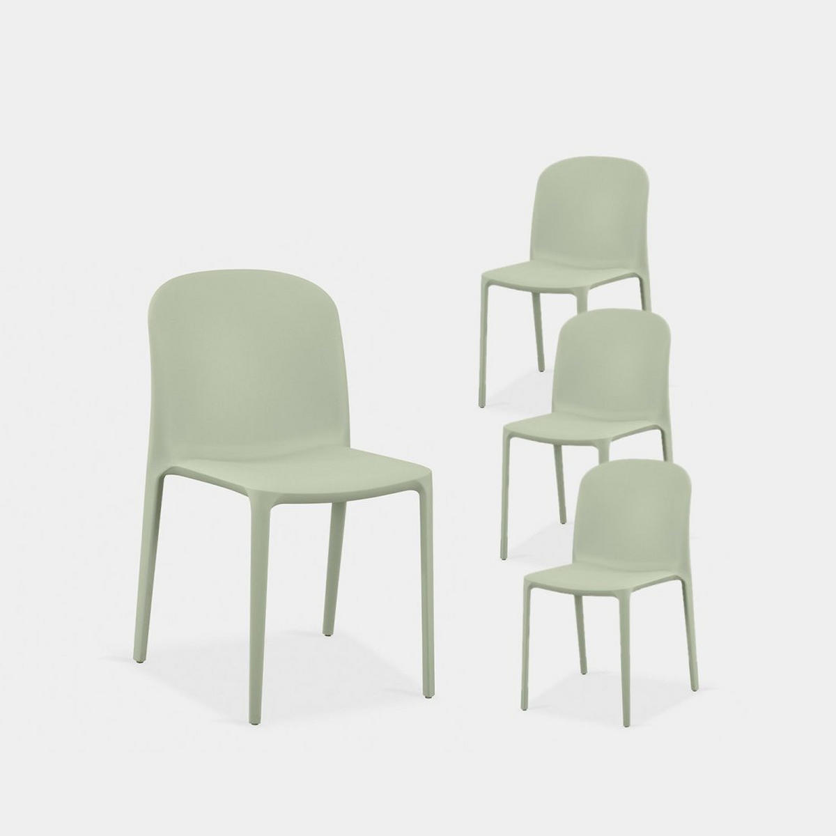GARTENSTUHL Ethan Grün 50 cm x 79 cm 4er-Set - Grün, Kunststoff (50/79/56cm) - Klast Home