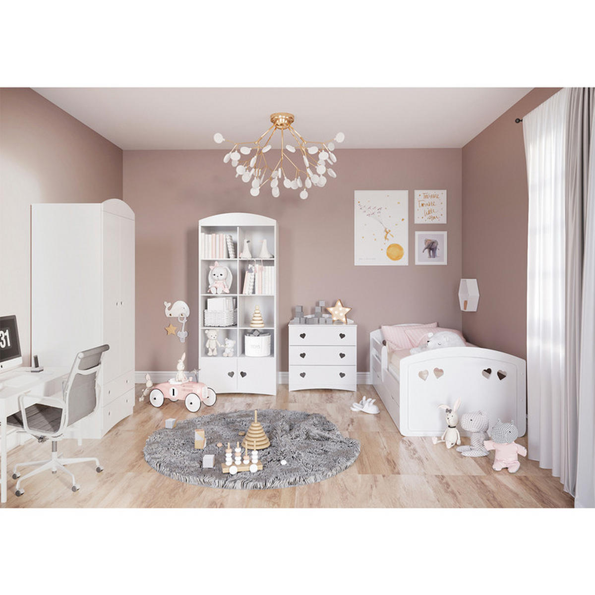 KNIHOVNA Bílá - bílá, kompozitní dřevo (90/188/34cm) - Petits-meubles