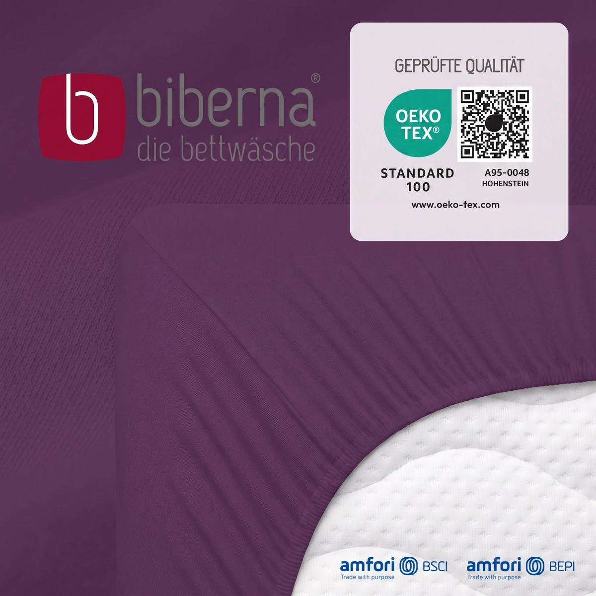 SPANNBETTTUCH Basic Jersey dunkel violett, 140x200 cm - 160x200 cm - Violett, Textil (160/200cm) - biberna