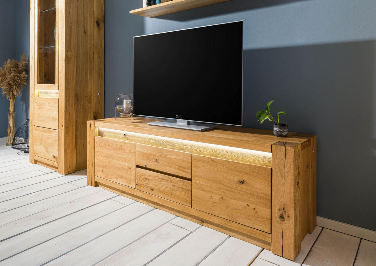 TV-BOARD Wildeiche 173x40x53 natur geölt KENT #110 - Naturfarben, Holz (173/53/40cm) - Massivmoebel24