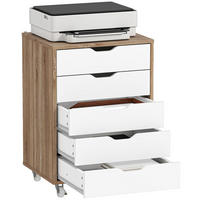 ROLLCONTAINER DE-14484 5 Schubladen Weiß/Eiche - Eichefarben, Holzwerkstoff (39.5/67.5/47.5cm) - ComfortXL