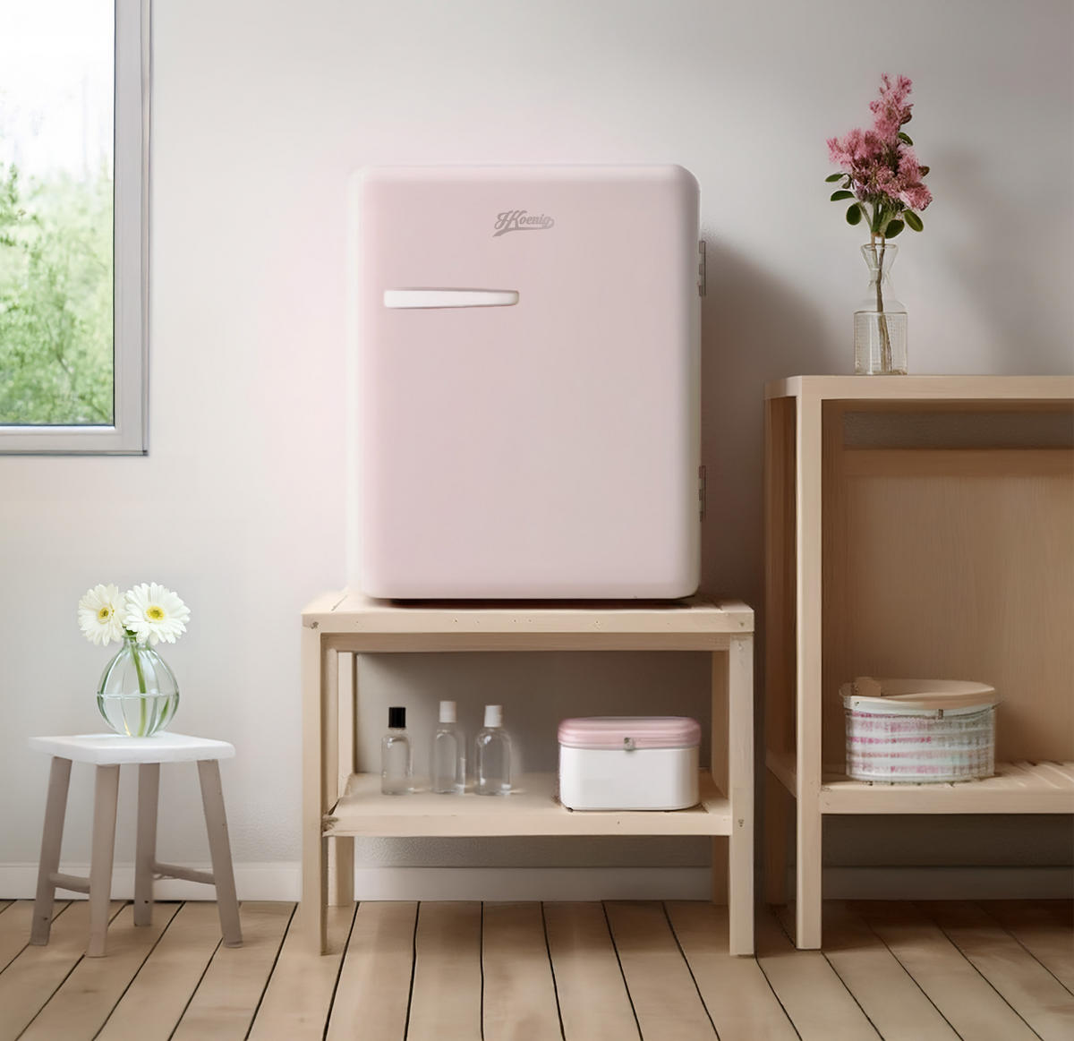 MINI-KÜHLSCHRANK TOAD6, Pastellrosa, 31L - Rosa, Metall (42/54/48cm) - HKoenig