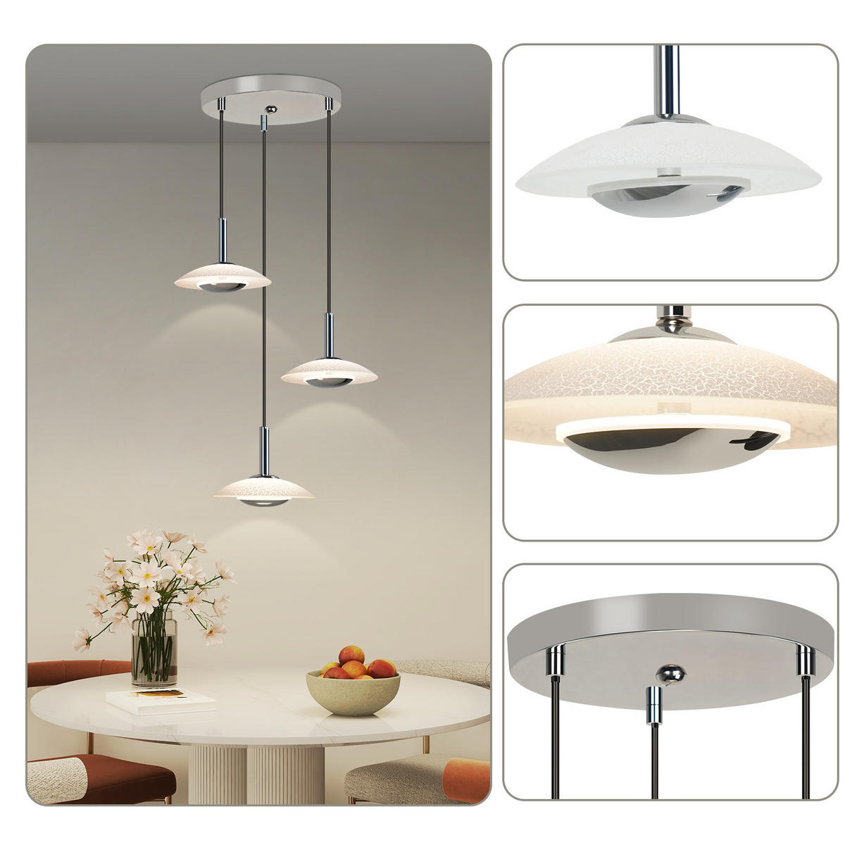 HÄNGELEUCHTE Lirag 16/25/138 cm - Beige, Metall (16/25/138cm) - ZMH