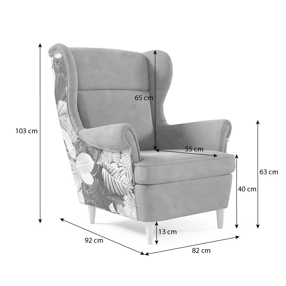 OHRENSESSEL Havana im skandinavischen Stil, Schwarz - Buchefarben/Schwarz, Holzwerkstoff (82/102/92cm) - Beautysofa