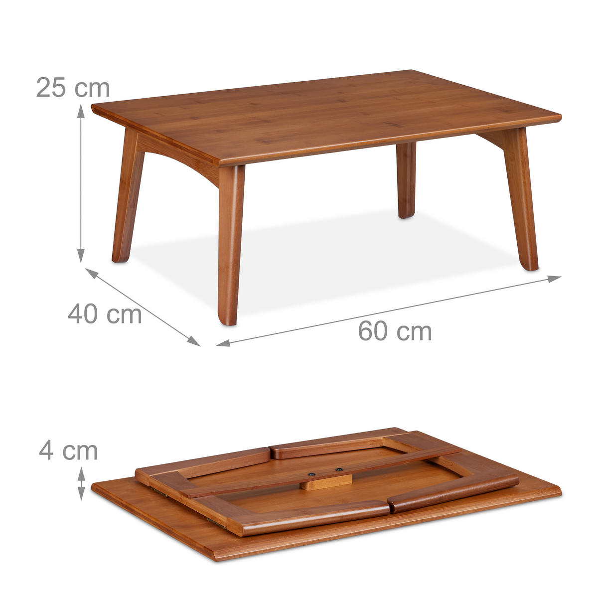 COUCHTISCH - Braun, Holz (40/60/25cm) - Relaxdays