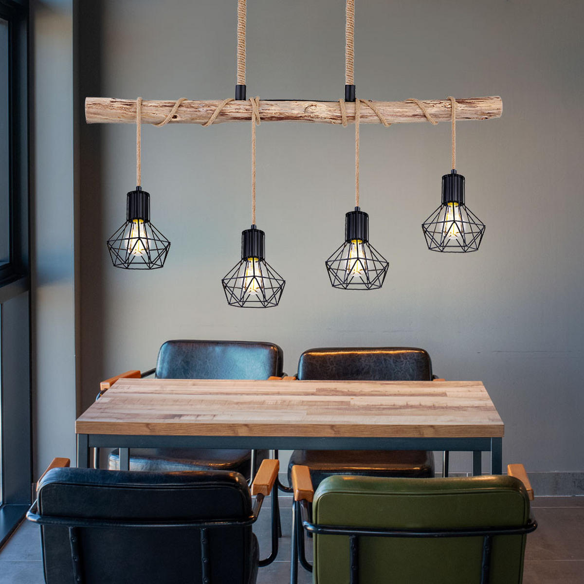 LED HÄNGELEUCHTE Holz Braun Höhenverstellbar - Braun, Holz (100/13.3/120cm) - Globo Lighting