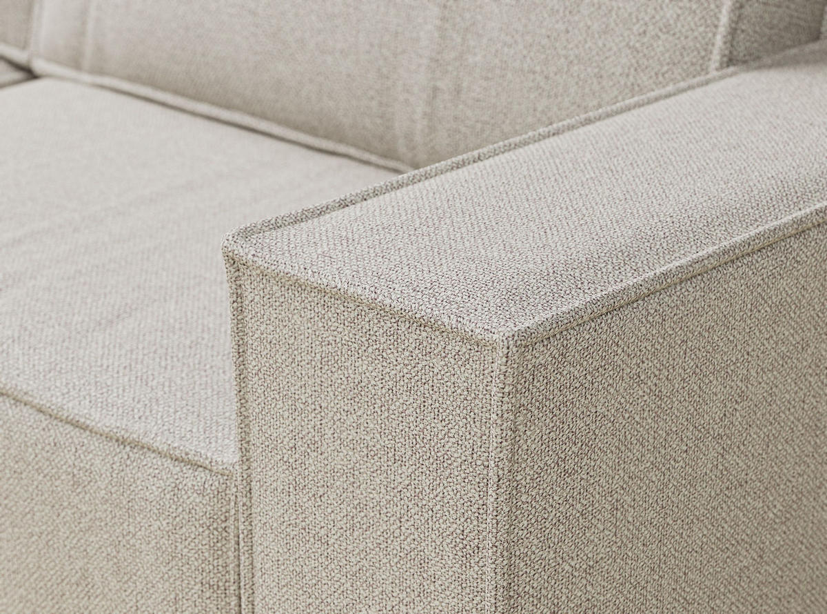 ECKSOFA MIT SCHLAFFUNKTION Zaya Beige Webstoff - Schwarz/Grau, Holz/Holzwerkstoff (255/148cm) - Maison de Reve